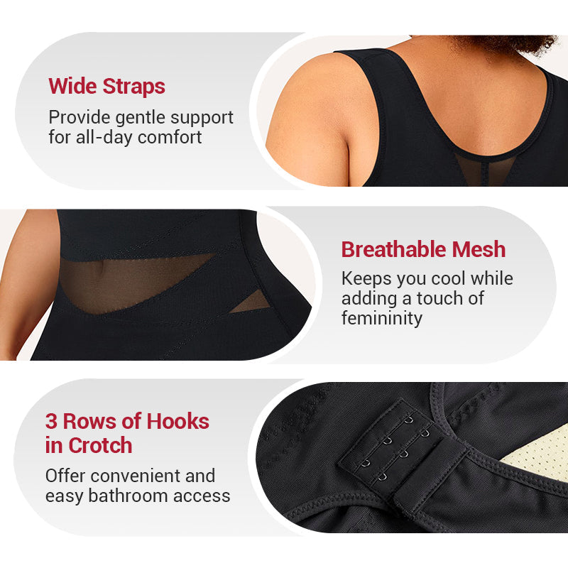 Hook And Eye Mesh Shapewear Bodysuit For Slimming And Comfort