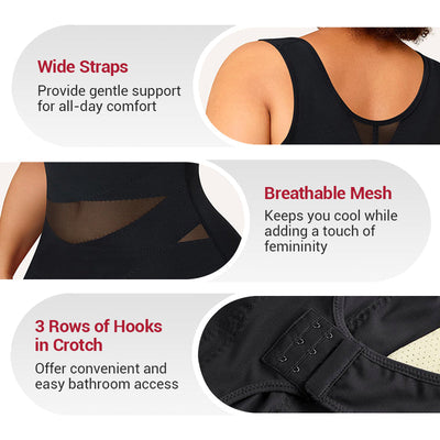 Hook And Eye Mesh Shapewear Bodysuit For Slimming And Comfort