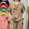 Women's Printed Top And Pants Set Short Sleeve Cropped Style
