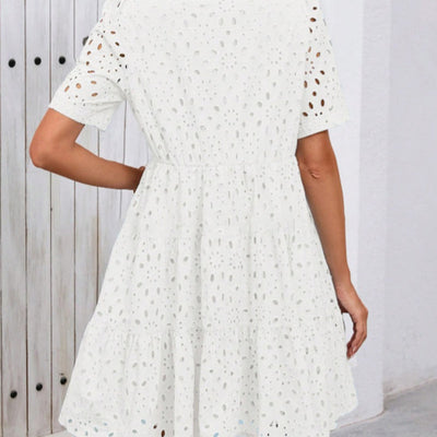 Women's V Neck A Line Dress Printed Cutout Stylish Summer Wear