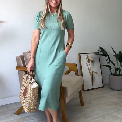 Women’s T-Shirt Midi Dress With Stylish Pockets Comfortable Fit