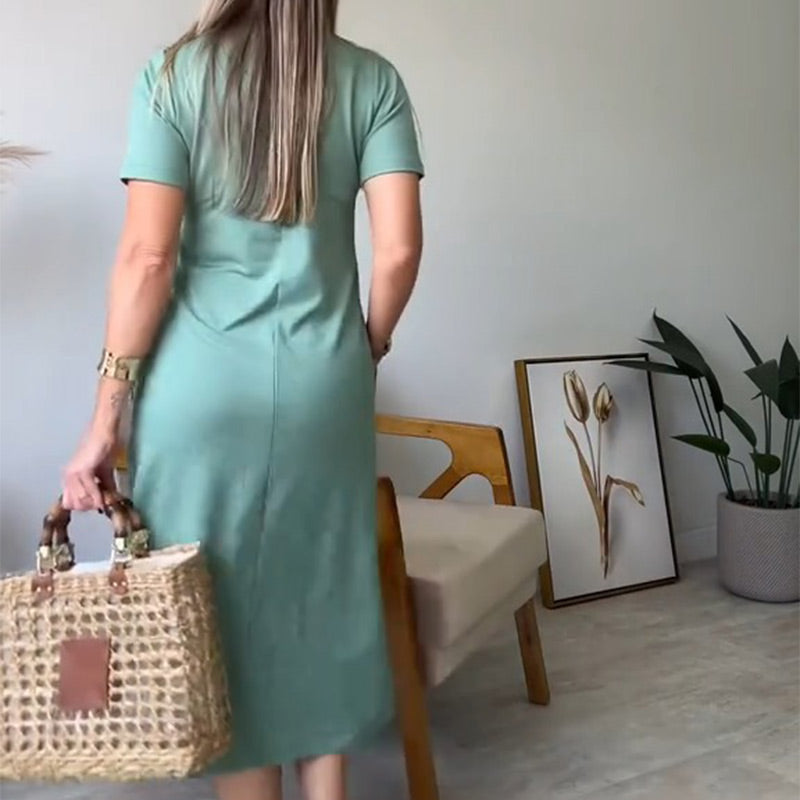 Women’s T-Shirt Midi Dress With Stylish Pockets Comfortable Fit