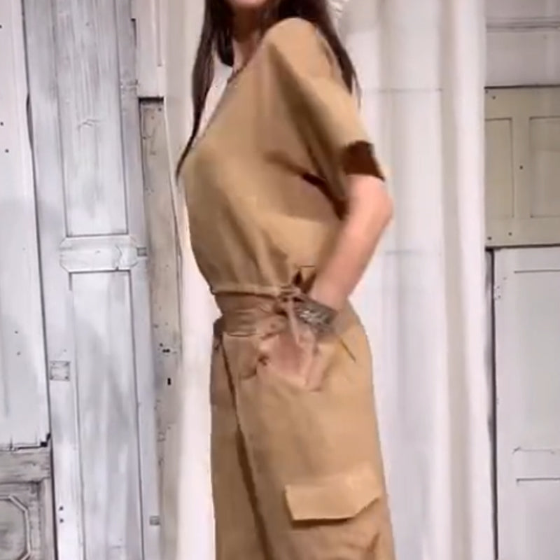 Casual 2 Piece Set Solid Color Short Sleeve Top And Pants