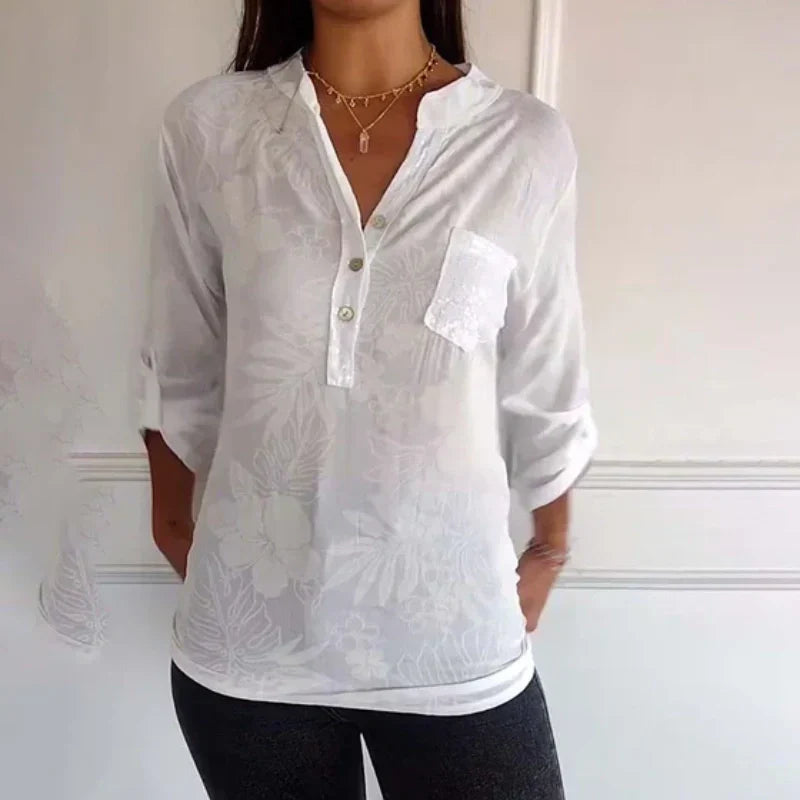 Women's Sequin Blouse Elegant Printed Long Sleeve Top