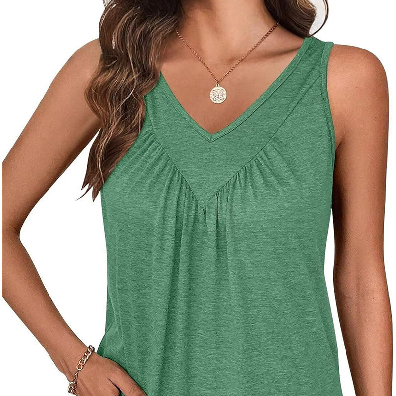 Women's V-Neck Tank Top Sleeveless Summer Casual Shirt