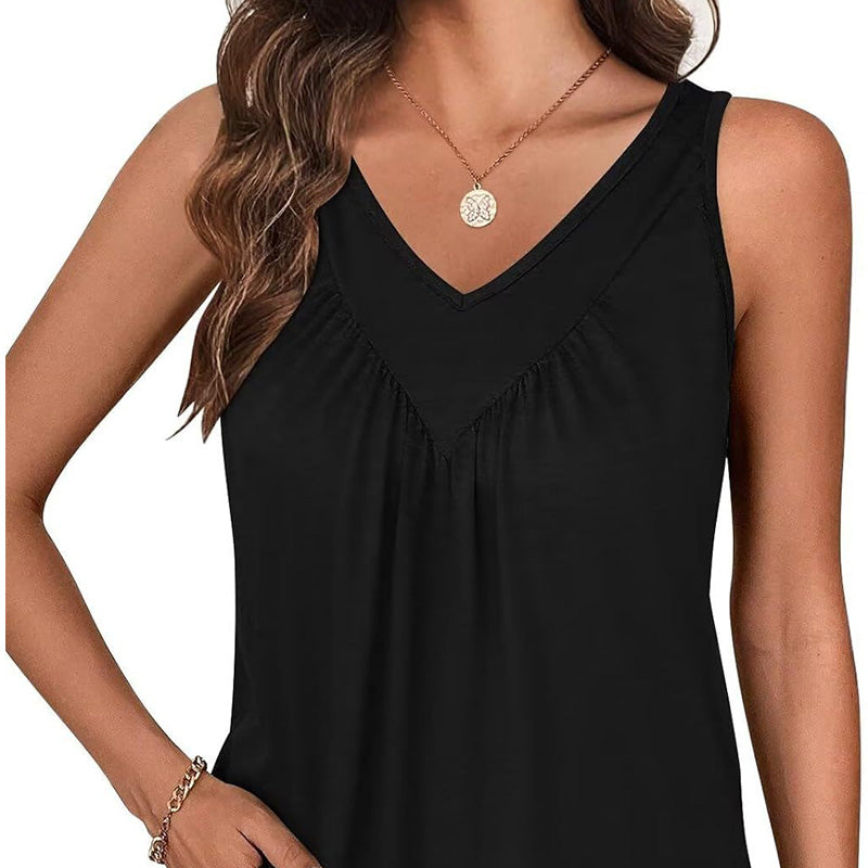Women's V-Neck Tank Top Sleeveless Summer Casual Shirt