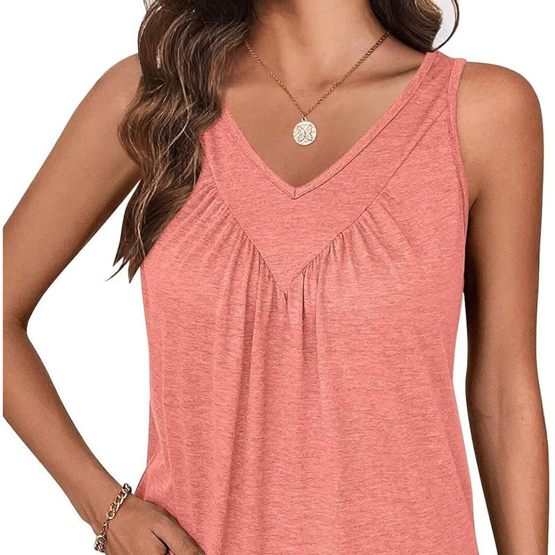 Women's V-Neck Tank Top Sleeveless Summer Casual Shirt
