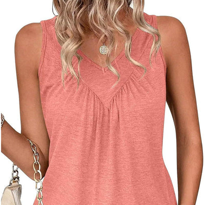 Women's V-Neck Tank Top Sleeveless Summer Casual Shirt