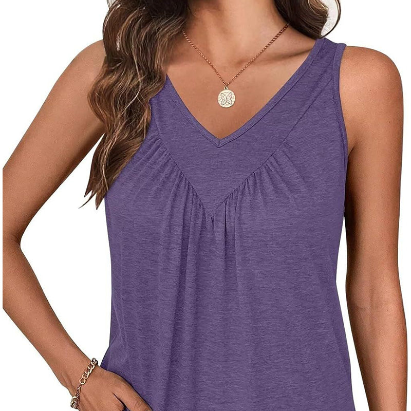 Women's V-Neck Tank Top Sleeveless Summer Casual Shirt