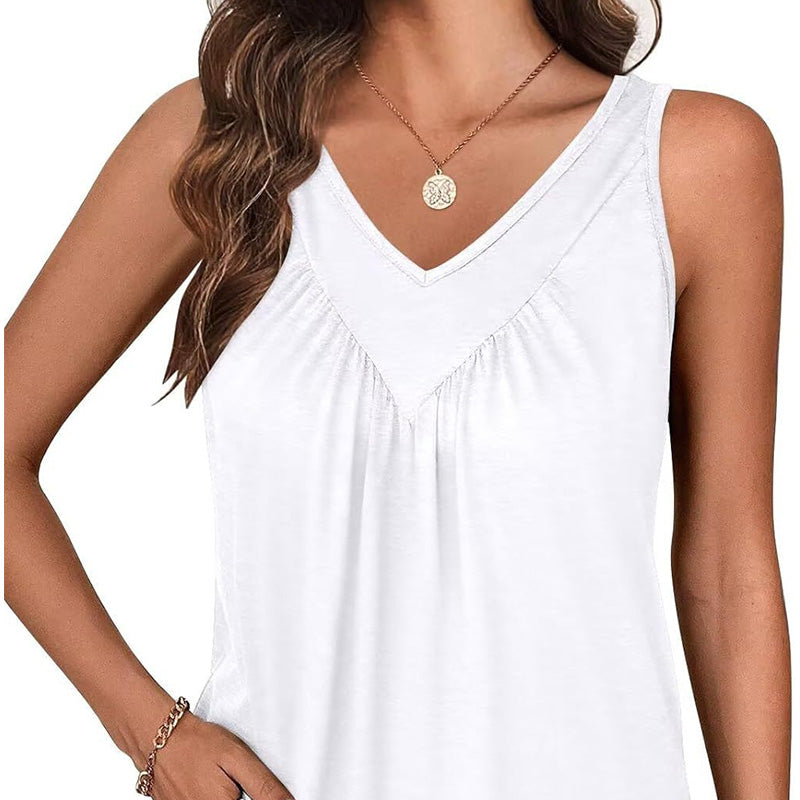 Women's V-Neck Tank Top Sleeveless Summer Casual Shirt