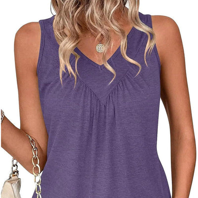 Women's V-Neck Tank Top Sleeveless Summer Casual Shirt