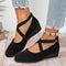 Elegant Solid Colour Elasticated Comfortable Low Wedge Heels
