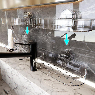 Suction Cup Shelf Organizer Easy Install Storage Rack For Bathroom Kitchen