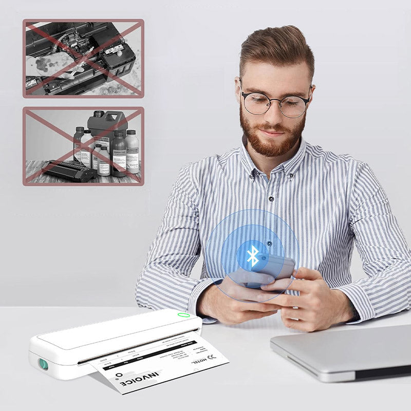 A4 Mini Thermal Wireless Printer Compact Portable With Paper Included