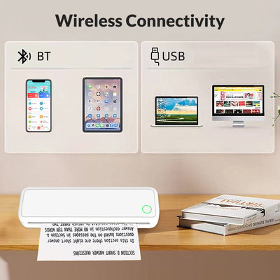 A4 Mini Thermal Wireless Printer Compact Portable With Paper Included