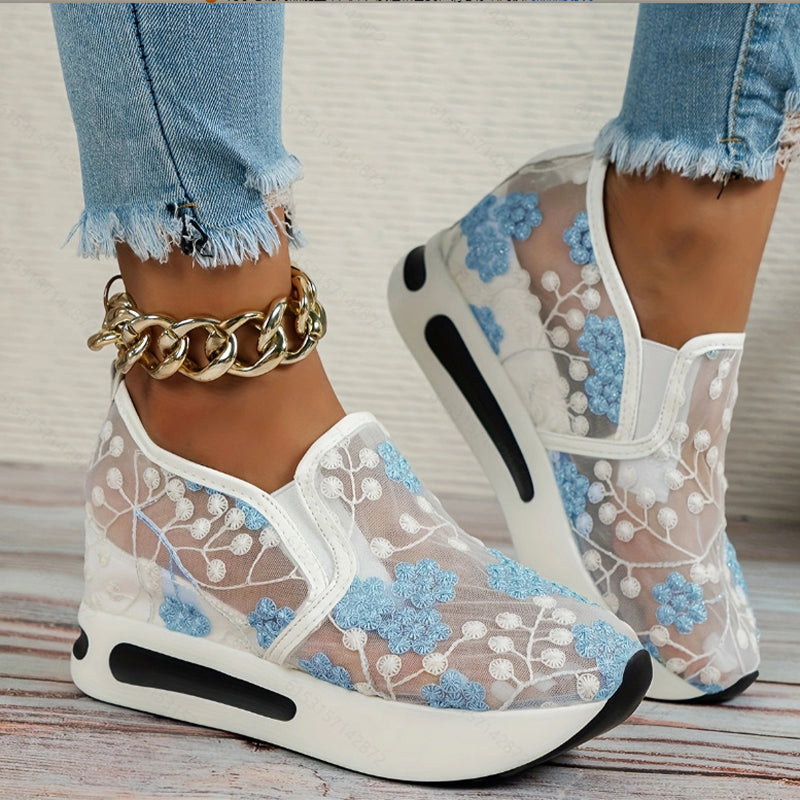 Women's Breathable Mesh Casual Shoes With Thick Sole Comfort