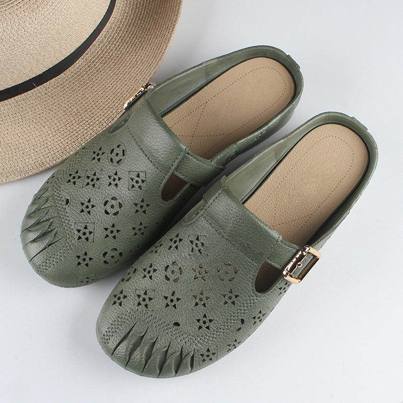 Women's Round Toe Mules With Comfortable Low Heel Design
