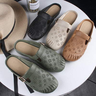 Women's Round Toe Mules With Comfortable Low Heel Design