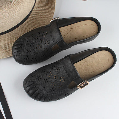 Women's Round Toe Mules With Comfortable Low Heel Design