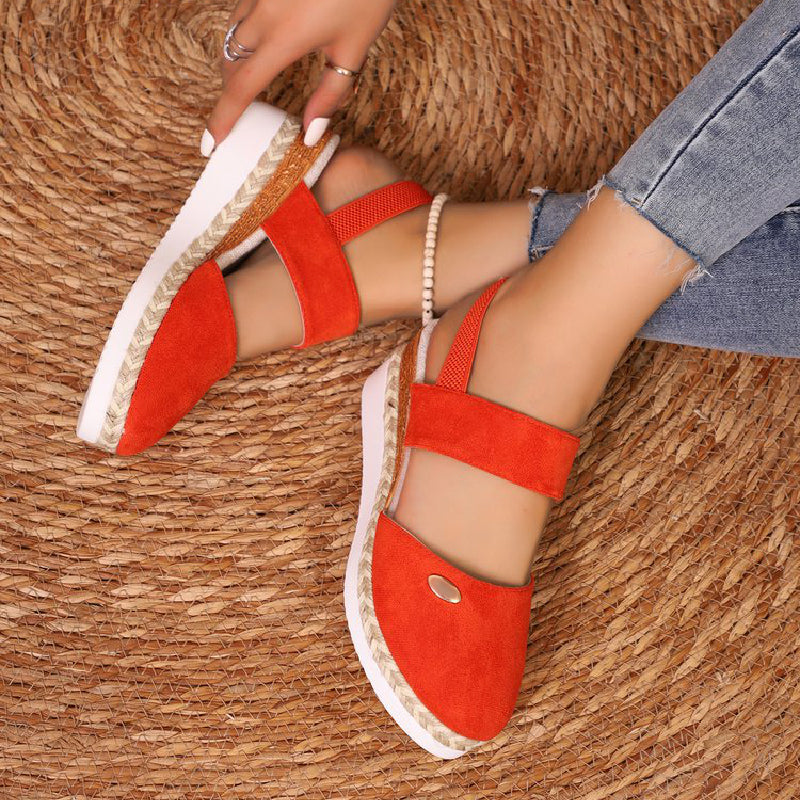 Closed Toe Strappy Low Wedge Sandals For Comfortable Stylish Wear