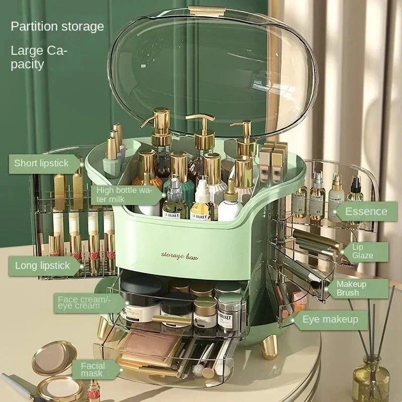 Light Luxury Dustproof Cosmetics Storage Box Organizer Elegant Design