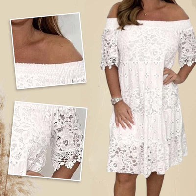 Strapless Lace Dress For Women Hollow Patchwork Summer Style