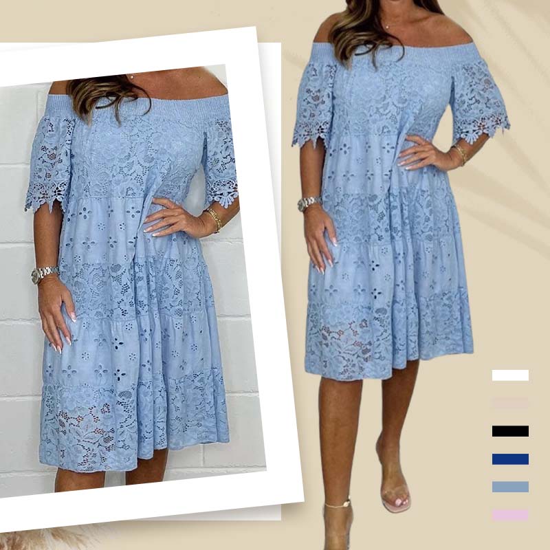 Strapless Lace Dress For Women Hollow Patchwork Summer Style
