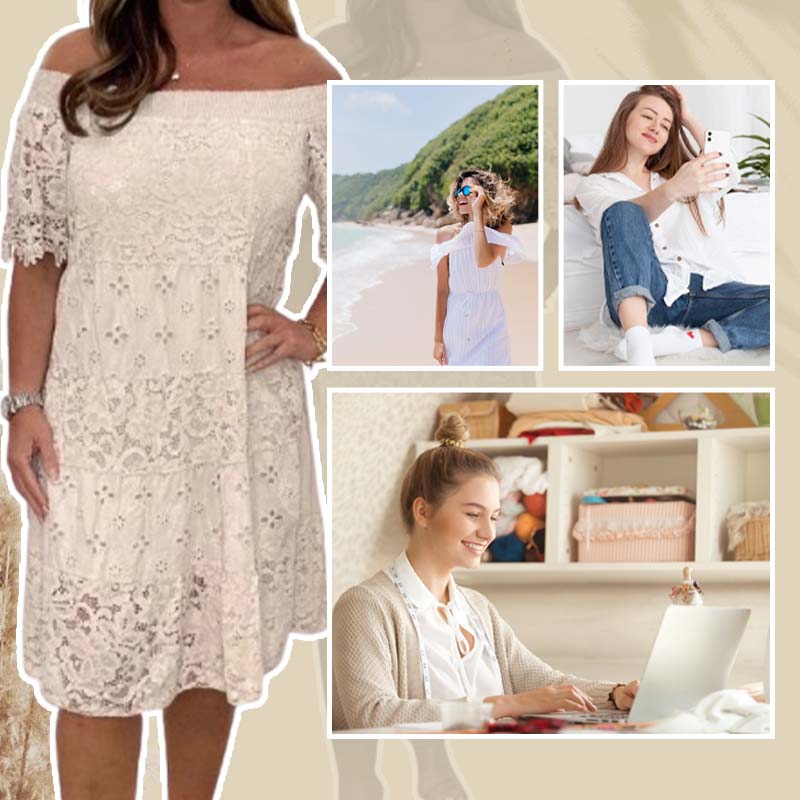 Strapless Lace Dress For Women Hollow Patchwork Summer Style