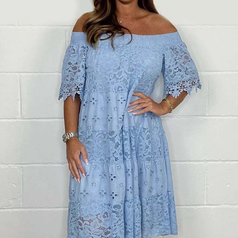 Strapless Lace Dress For Women Hollow Patchwork Summer Style