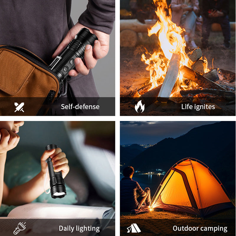 4 In 1 Outdoor LED Flashlight Multifunctional Camping Torch Light