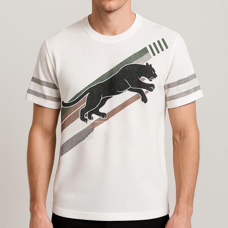 Men's Printed Round Neck T-shirt Short Sleeve Casual Wear