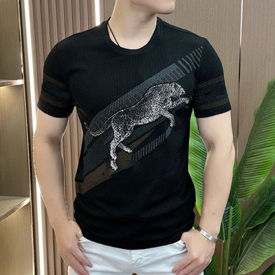 Men's Printed Round Neck T-shirt Short Sleeve Casual Wear