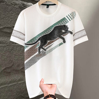 Men's Printed Round Neck T-shirt Short Sleeve Casual Wear