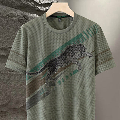 Men's Printed Round Neck T-shirt Short Sleeve Casual Wear