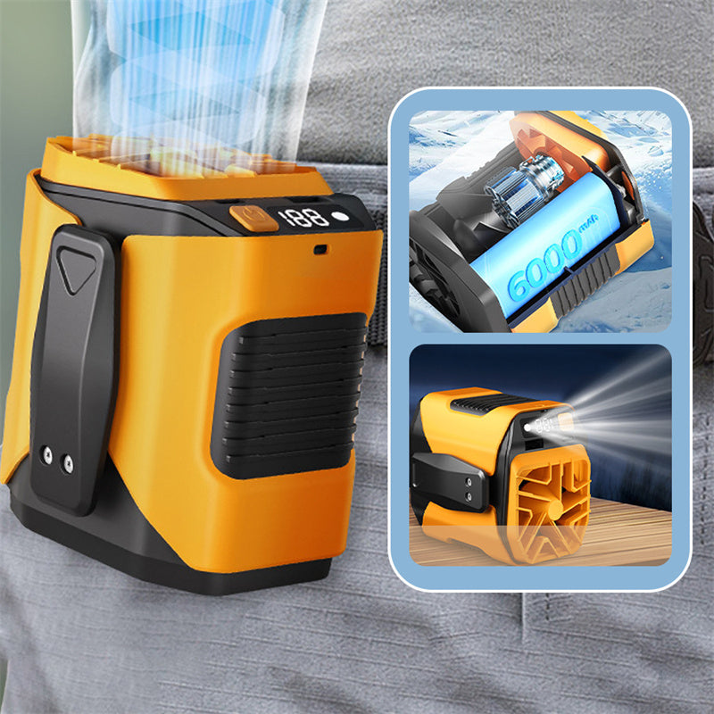 6000mAh Waist Fan With 100 Speeds And Built-in Flashlight