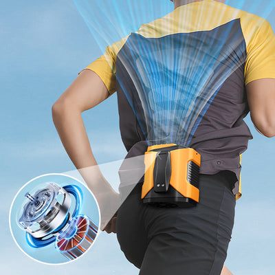 6000mAh Waist Fan With 100 Speeds And Built-in Flashlight