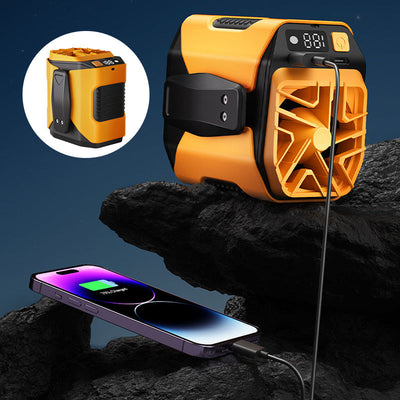 6000mAh Waist Fan With 100 Speeds And Built-in Flashlight