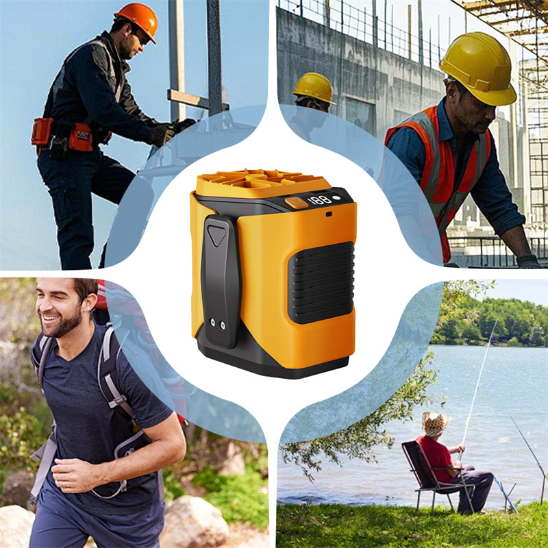 6000mAh Waist Fan With 100 Speeds And Built-in Flashlight
