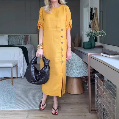Women's Maxi Dress Button-Down Side Slit Elegant Maxi Dress