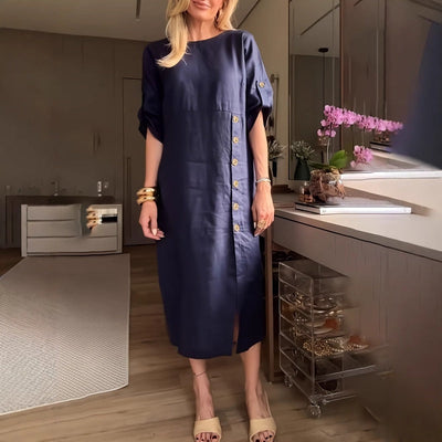 Women's Maxi Dress Button-Down Side Slit Elegant Maxi Dress