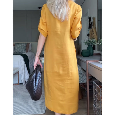 Women's Maxi Dress Button-Down Side Slit Elegant Maxi Dress