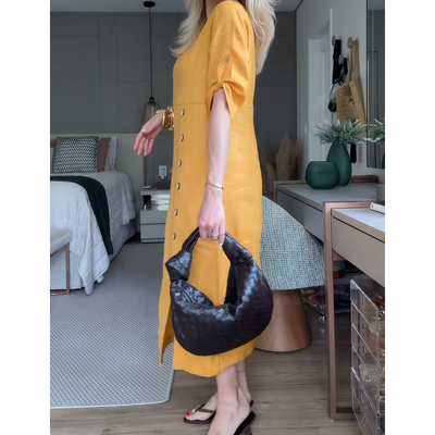 Women's Maxi Dress Button-Down Side Slit Elegant Maxi Dress