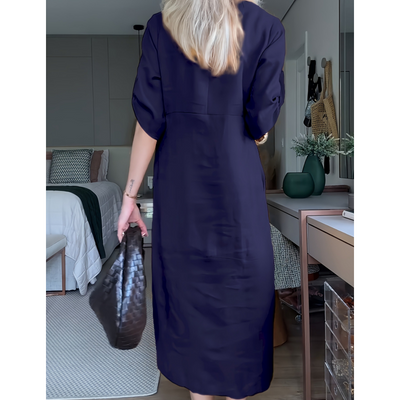 Women's Maxi Dress Button-Down Side Slit Elegant Maxi Dress