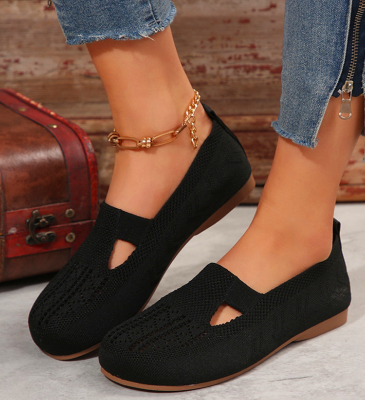 Women Breathable Knit Flats Comfortable Casual Walking Shoes