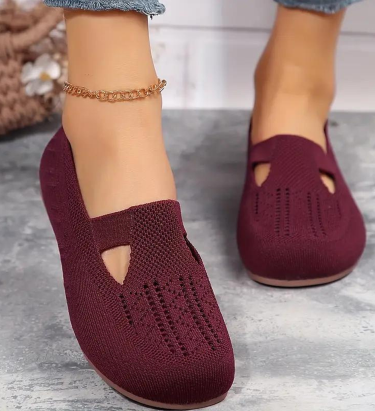 Women Breathable Knit Flats Comfortable Casual Walking Shoes