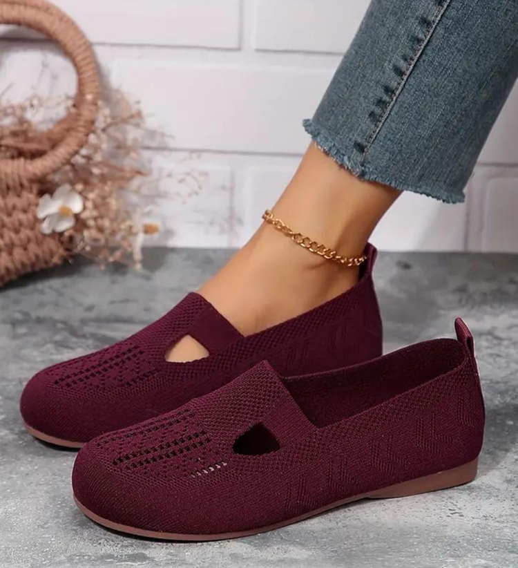 Women Breathable Knit Flats Comfortable Casual Walking Shoes