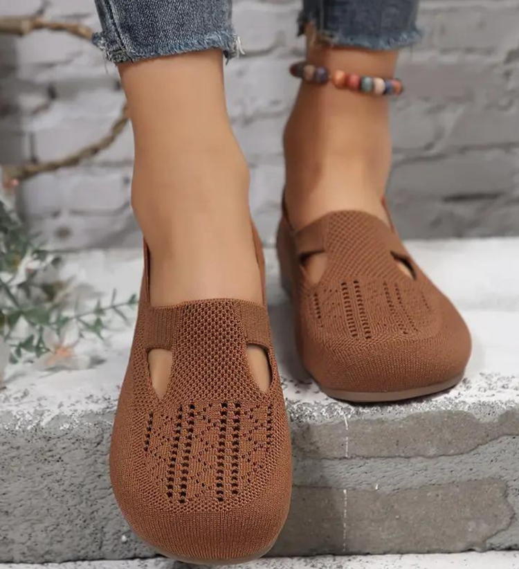 Women Breathable Knit Flats Comfortable Casual Walking Shoes