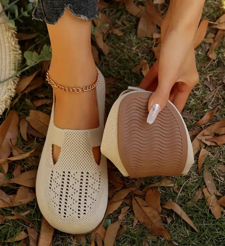 Women Breathable Knit Flats Comfortable Casual Walking Shoes