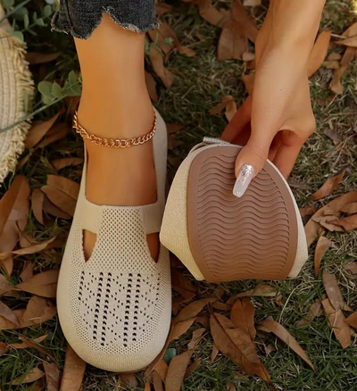 Women Breathable Knit Flats Comfortable Casual Walking Shoes