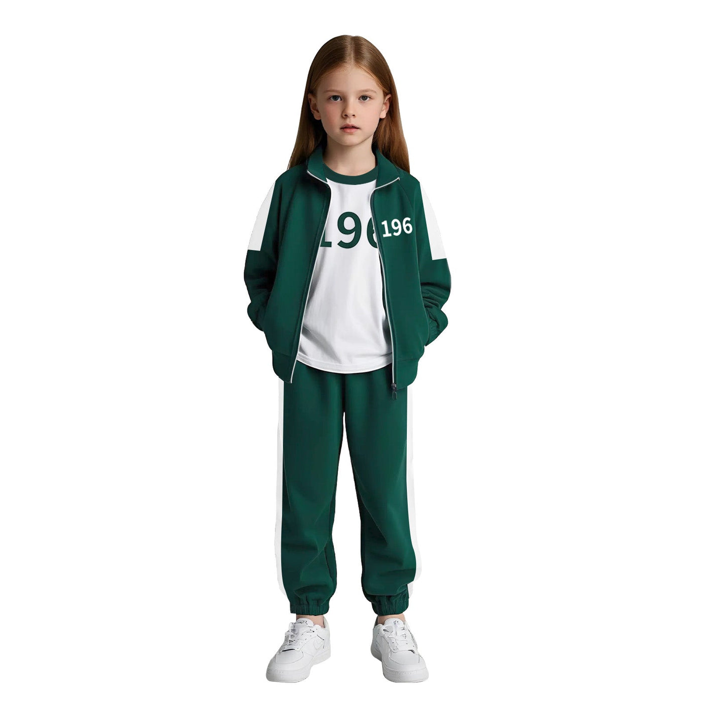 Kids Cosplay Tracksuit 3PCS Green Sweatshirt Pants T-shirt Set
